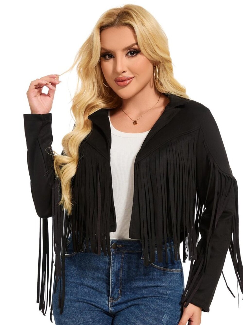 Women's Faux Suede Leather Coats For Women Trendy Fall Western Fringe Jacket